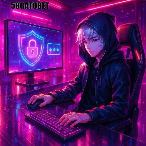 Imagem promocional da 58GATOBET destacando login rápido e ambiente protegido